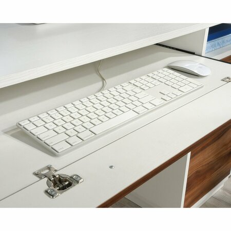 Sauder Vista Key Single Ped Desk Pearl Wh/blaze 425845